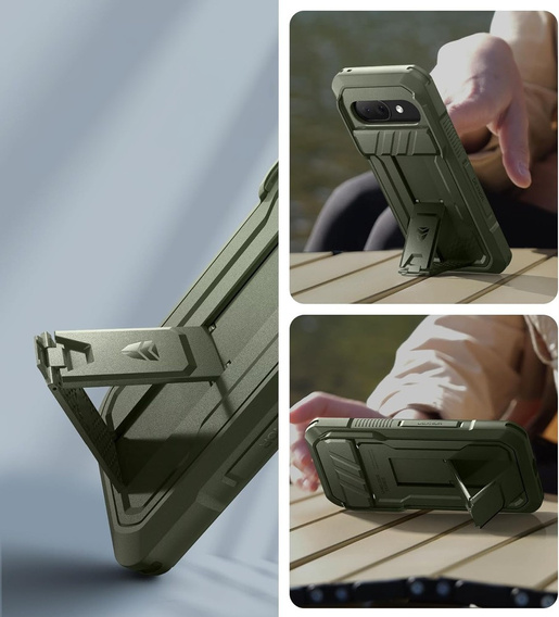 Etui pancerne do Google Pixel 9a, Dexnor Kickstand (Two Frames), zielone