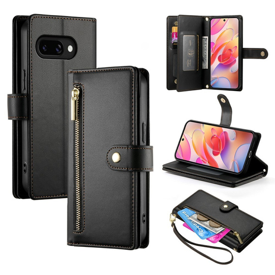 Etui z klapką do Samsung Galaxy A56 5G, Wallet Zipper Pocket, czarne
