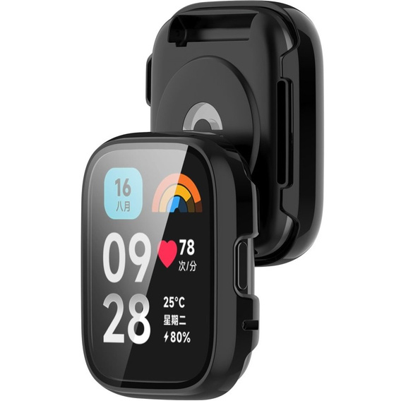 2w1 Szkło + Szkło Hartowane do Xiaomi Redmi Watch 3 Active, Czarny