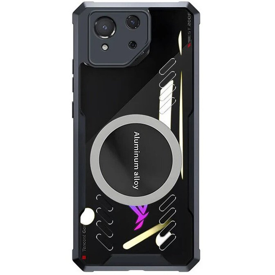 Etui do ASUS ROG Phone 8 Pro, z blaszką magnetyczne, przezroczyste / czarne