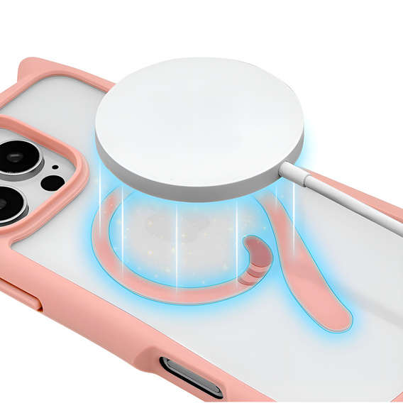 Etui do iPhone 16 Pro Max, do MagSafe, Cute Cat, różowe + Szkło na ekran