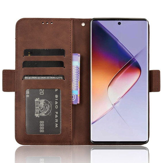 Etui z klapką do Infinix Note 40 Pro Plus, Card Slot, brązowe