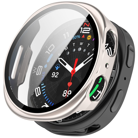 2w1 Etui + Szkło Hartowane do Samsung Galaxy Watch 8 40mm, Beżowe