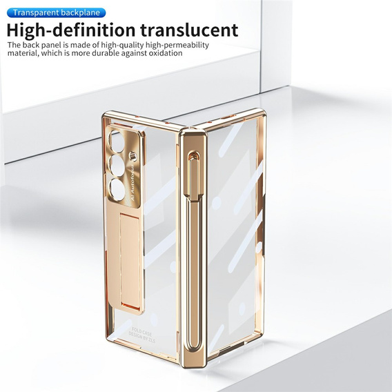 Etui do Samsung Galaxy Z Fold7 5G, z podstawką, złote