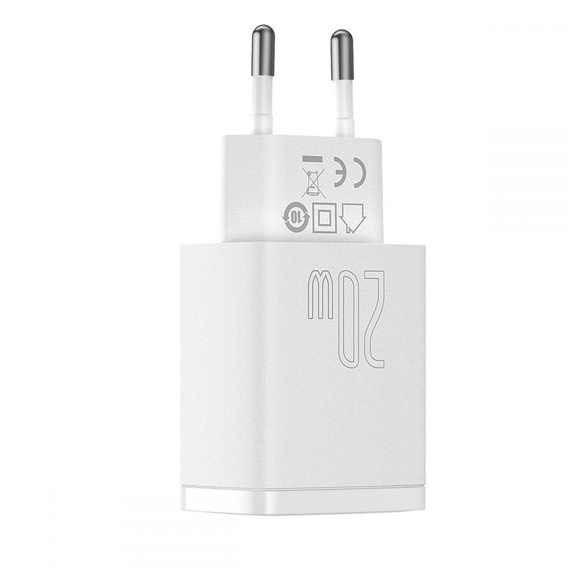 Baseus Compact PD 20W – ładowarka sieciowa z portami USB-C i USB-A, biała