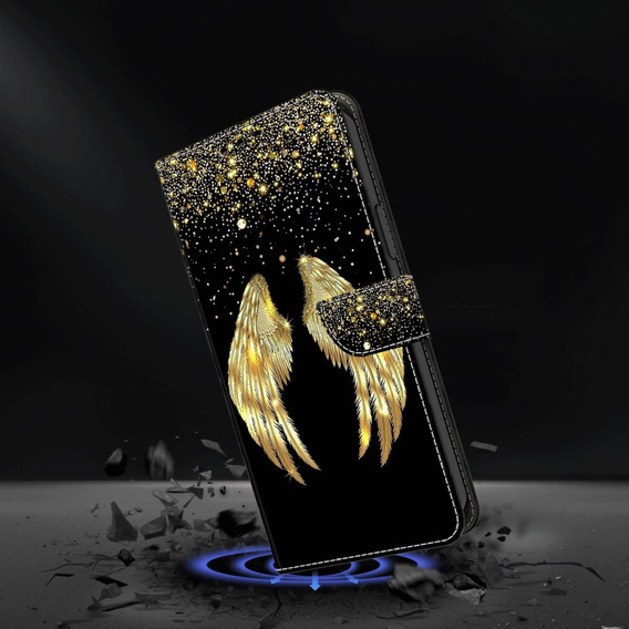 Etui z klapką do Xiaomi Redmi Note 12 4G, Wallet, Wings złote