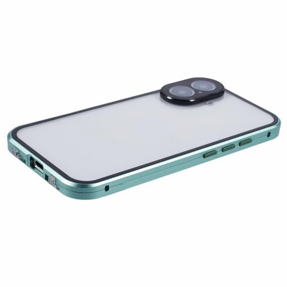 Etui do iPhone 16, Magnetic Dual Glass, zielone