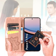 Etui z klapką do Xiaomi Poco F7 Pro, Butterfly, różowe rose gold