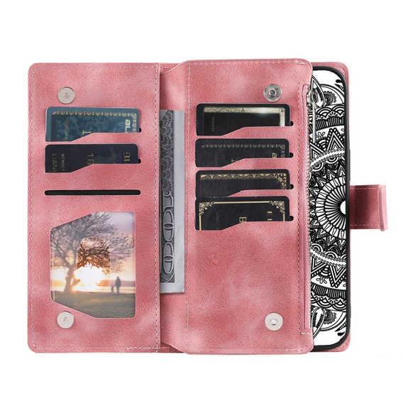 Etui z klapką do Xiaomi Redmi Note 13 Pro 4G / Xiaomi Redmi Note 14S / Xiaomi Poco M6 Pro 4G, Mandala, różowe rose gold