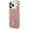 Etui GUESS do iPhone 17 Pro, Glitter Triangle Logo MagSafe, różowa
