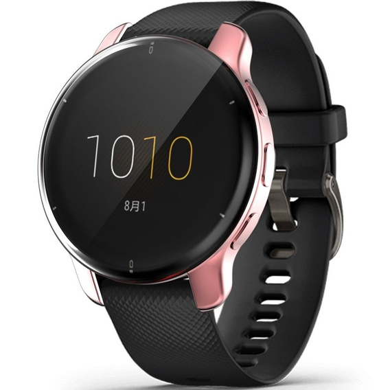 2w1 Etui z Osłoną Silikonową na ekran do Garmin Venu 2 Plus, Różowe