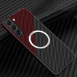 Etui do Samsung Galaxy S23, Magsafe Slim Carbon, czarne / czerwone