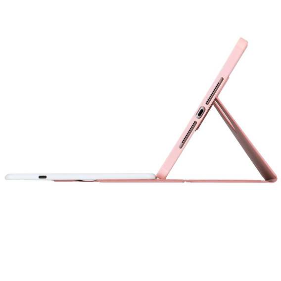Etui z klawiaturą do iPad 11" 2025 A16 (11 gen.) / iPad 10.9" 2022 (10 gen.), Rotary 360° Leather Touchpad, różowe rose gold