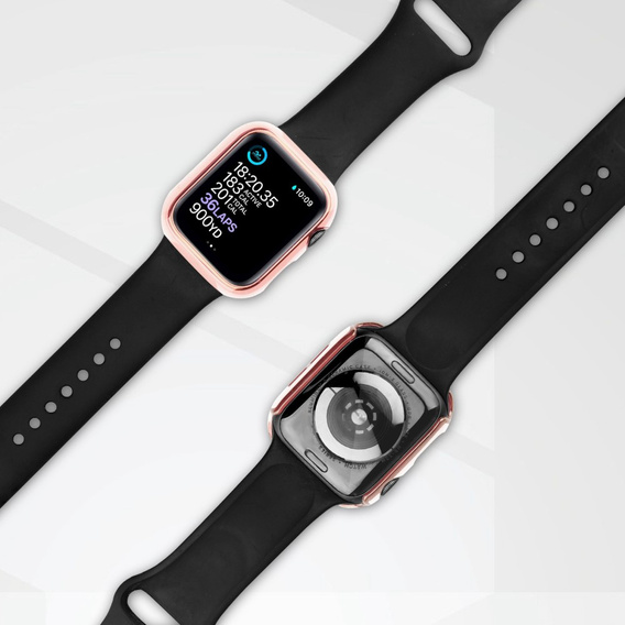 2w1 Etui + Szkło Hartowane do Apple Watch 7/8/9 45mm - Różowe / Złote