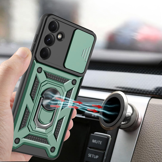 Etui pancerne do Samsung Galaxy A56 5G, CamShield Slide, zielone + Szkło Hartowane 9H