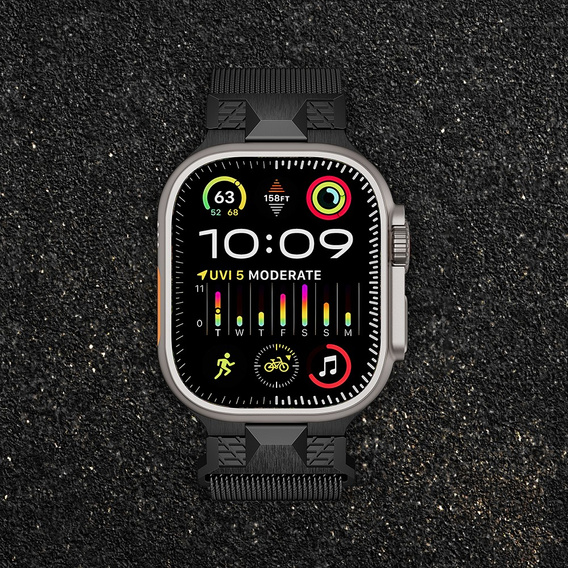 Bransoleta do Apple Watch 1/2/3/4/5/6/7/8/9/10/11/SE Ultra 1/2/3 42/44/45/46/49mm, Czarna