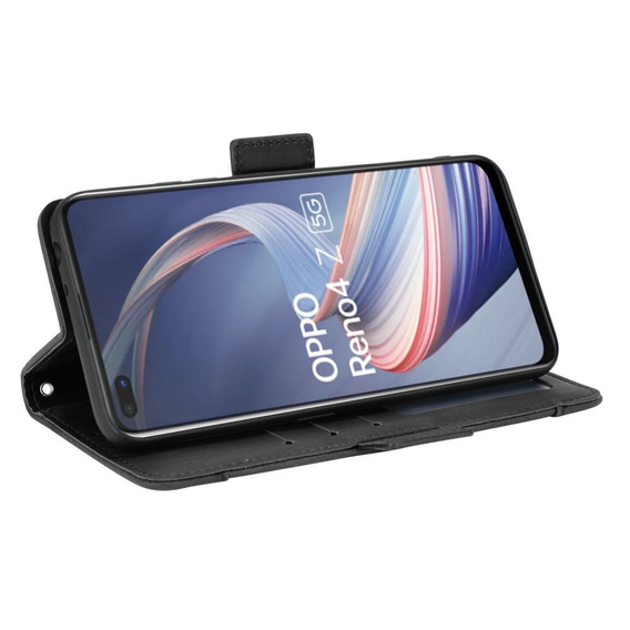 Etui z klapką do Oppo Reno 4 Z 5G, Card Slot, czarne