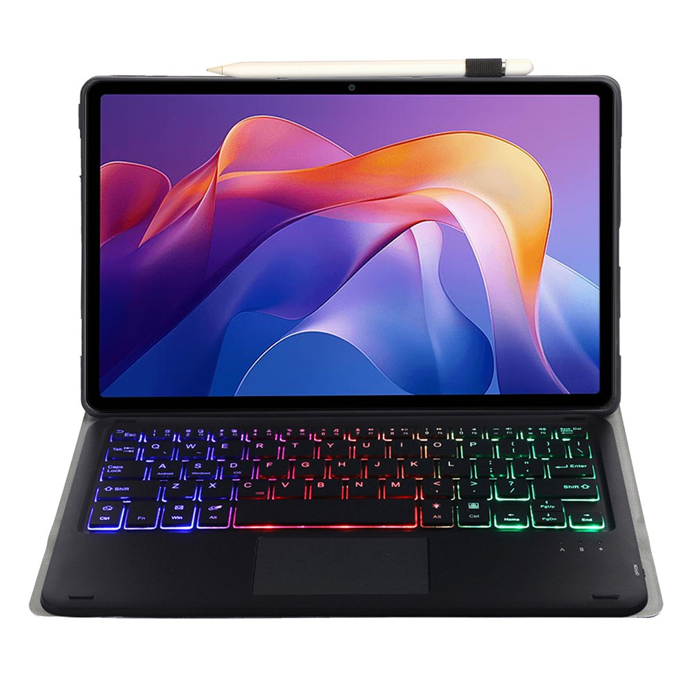 Podświetlana klawiatura LED w etui do Xiaomi Redmi Pad 2 – wygodna praca w nocy, czarna wersja