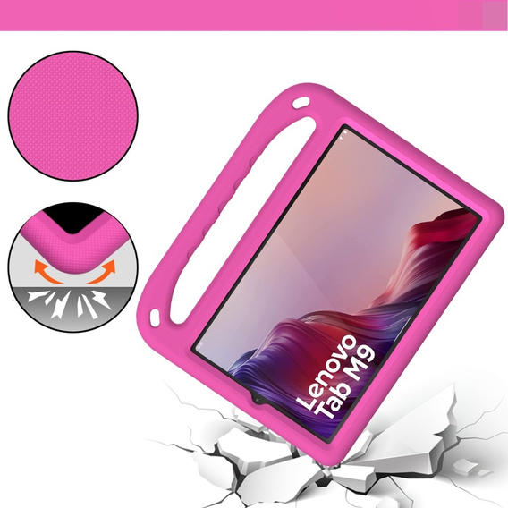 Etui dla dzieci do Lenovo Tab M9, dziecięce z uchwytem, Różowe