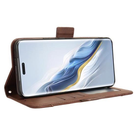 Etui z klapką do Honor Magic 6 Pro 5G, Card Slot, brązowe