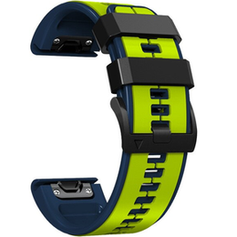 Pasek Silikonowy do Garmin Fenix 26mm, Lime / Blue