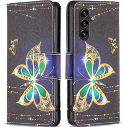 Etui z klapką do Samsung Galaxy A15, Wallet, jewelry butterfly + szkło 9H