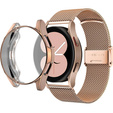 Bransoleta Milanese + Etui z osłoną na ekran do Samsung Galaxy Watch Active 2 40mm, Różowe złoto
