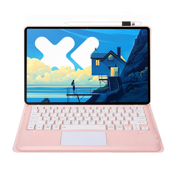 Etui z klawiaturą Bluetooth i touchpadem do Lenovo Idea Tab Pro – różowe