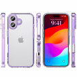 Etui do iPhone 17, z ochroną aparatu, przezroczyste z fioletową ramką
