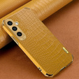 Etui skórzane do Samsung Galaxy A35 5G, Crocodile, żółte