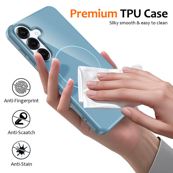 Etui do Samsung Galaxy S25 FE, Silicone Lite, do MagSafe ze smyczką, niebieskie