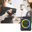 Etui pancerne do iPad 11" 2025 A16 (11 gen.) / 10.9" 2022 (10 gen.) z obrotową podstawką 360°, paskiem na dłoń i paskiem na ramię - czarne