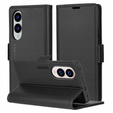 Etui do Samsung Galaxy S25 Edge, ERBORD Glossy Litchi, portfel z klapką, czarne