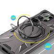 Etui do Samsung Galaxy S24 Ultra, pancerne z podstawką i blaszką do uchwytu, szare