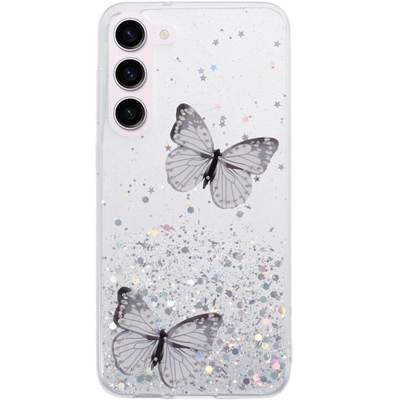 Etui do Samsung Galaxy S24, Glitter Butterfly, białe