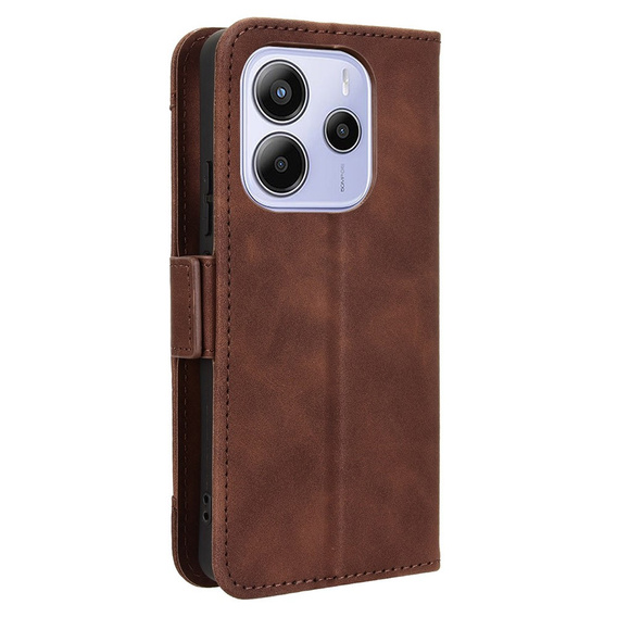 Etui z klapką do Xiaomi Redmi Note 14 4G, Card Slot, brązowe