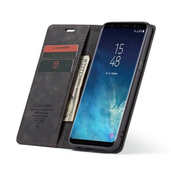 Etui CASEME do Samsung Galaxy S8, Leather Wallet Case, czarne