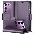 Etui do Infinix Note 50 Pro, ERBORD Glossy Litchi, portfel z klapką, fioletowe