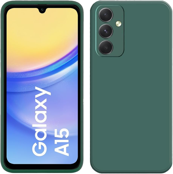 Etui do Samsung Galaxy A15, Silicone Lite, ciemnozielone + szkło 9H