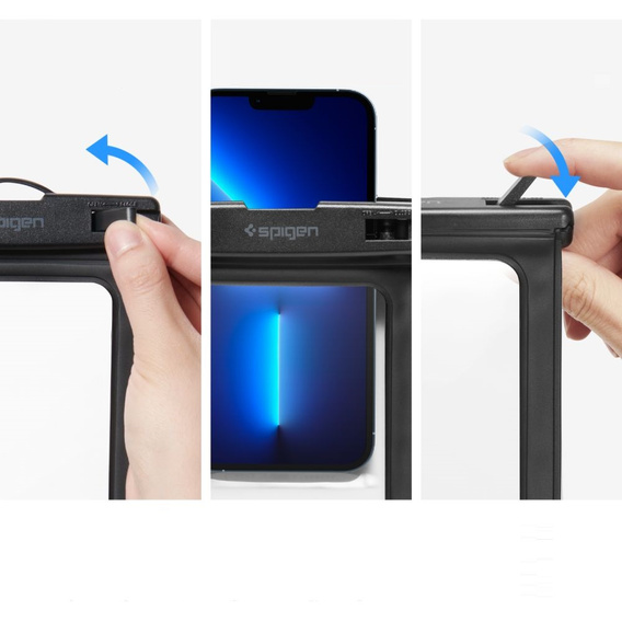Wodoszczelne czarne etui Spigen A601 Universal Waterproof Case 2-Pack