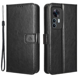Etui z klapką do Xiaomi 12T, / 12T Pro, Crazy Horse Wallet, czarne