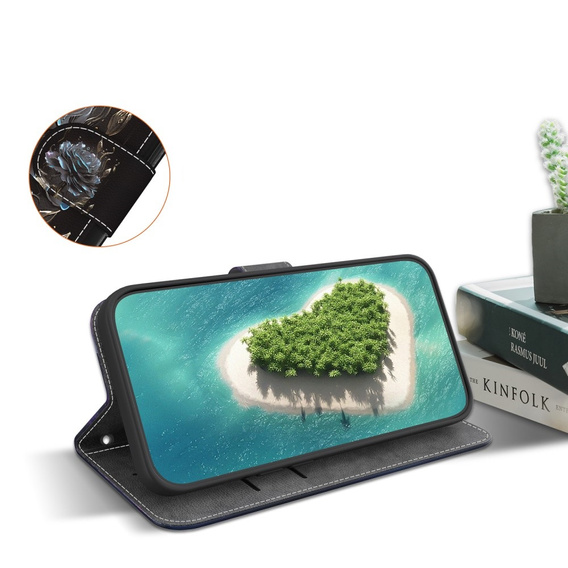 Etui z klapką do Infinix Hot 40i, Wallet, Rose czarne