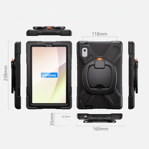 Etui pancerne do Lenovo Tab M9 TB-310FU (2023), Obrotowe 360, Czarne