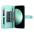 Etui z klapką do Samsung Galaxy S24 FE, Wallet Zipper Pocket, zielone