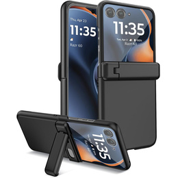 Etui do Motorola Razr 60 Ultra, PC Case, ze szkłem i podstawką, czarne