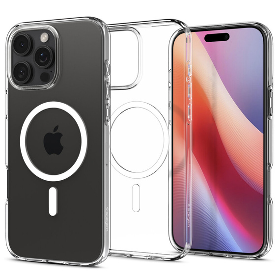 Etui Spigen do iPhone 16 Pro Max, Liquid Crystal Mag, przezroczyste + Szkło Hartowane 9H