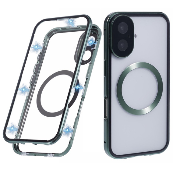 Etui Magnetic Dual Glass MagSafe do iPhone 16, zielone