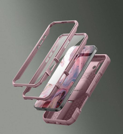 Etui Dexnor do iPhone 15 Pro – magnetyczne, z przesuwaną osłoną aparatu - różowe