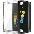 2w1 Etui z Osłoną na ekran do Fitbit Charge 5, Srebrny
