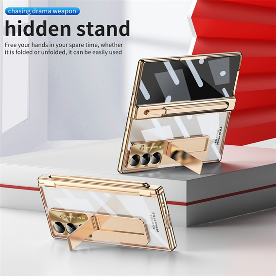 Etui do Samsung Galaxy Z Fold7 5G, z podstawką, złote